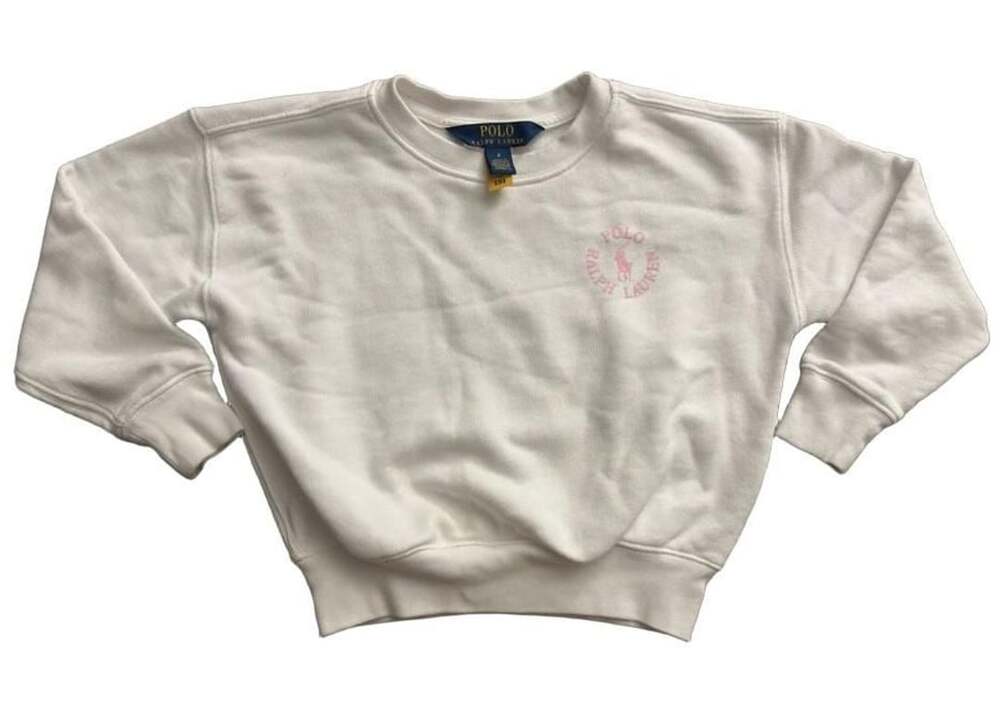 Polo Ralph Lauren Sweatshirt Size 4 White Pink Logo